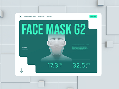 Face Mask - Website Concept 3d 3d product concept design face mask industrial product layout mask product design ui uxui visual