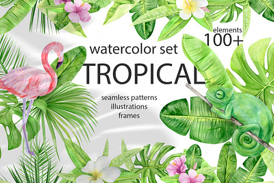 Watercolor Tropical Clipart Set app branding design graphic design illustration logo typography ui ux vector