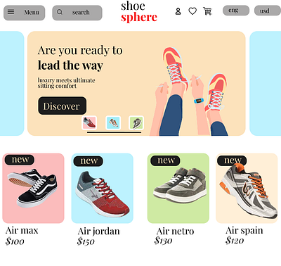 Shoe sphere web page desin appdesign branding design uiux uiux design web design