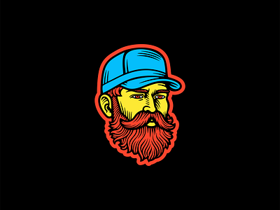 Bearded Guy Wearing A Cap Logo barber beard branding cap character design detailed emblem face guy icon illustration logo man mark mascot playful portrait sports vector