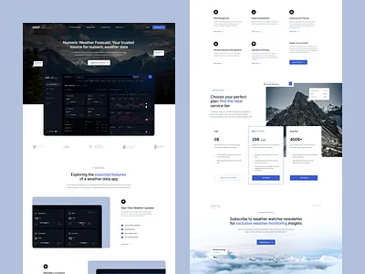 Numeric Weather Forecast - website app chart dashboard design digital features forecast hero section landing location monitoring statistics temperature ui university weather website