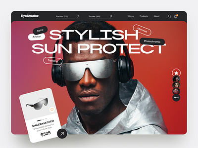 Sunglasses Online Store design e commerce homepage online shop store stylish sun sunglasses ui ux website
