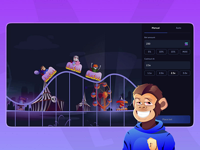 Online Casino - Rollercoaster Crash Game 2d animation ape blockchain casino casino casino crash casino game characters circus crash game crypto crypto casino gambling game gaming motion graphics nft nft game online casino rollercoaster