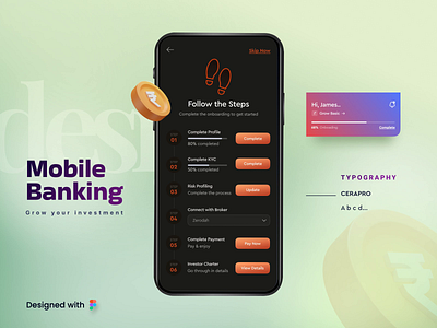 Grow | Mobile Banking App animation application design banking app dark mode design e banking figma mobile app design mobile banking solution modern mobile app trending design ui ui design ux ux design