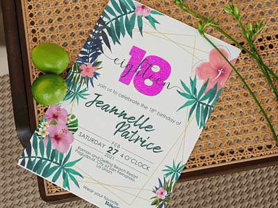 A Decade and Eight Invitation 18th birthday 18th debut birthday debut invitation eighteen hawaiian hawaiian theme invitation invitation card