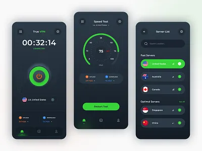 Speed Test & VPN App Design speed test ui vpn