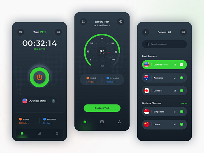 Speed Test & VPN App Design speed test ui vpn