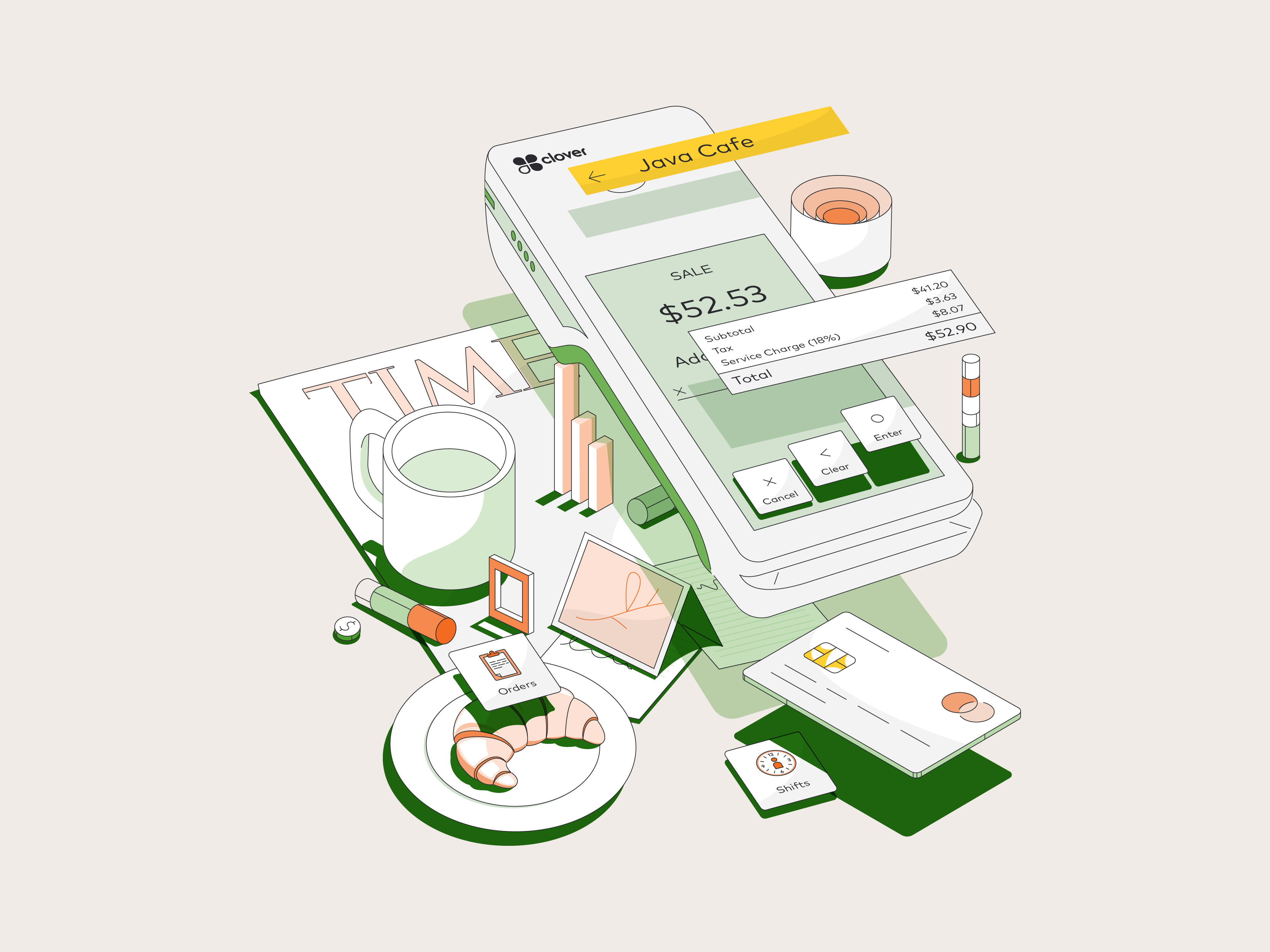 Example of Fiserv - CloverConnect Coffee shop vertical