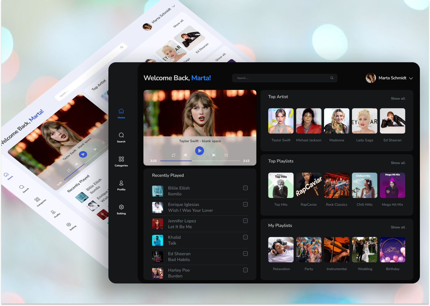 Music player - Dashboard app branding design graphic design illustration logo typography ui ux vector