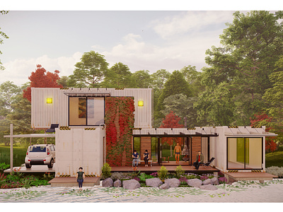 SHIPPING CONTAINER HOUSE 3d 3d render animation archi architecture building container house design home decor home decoration home design illustration interior design render
