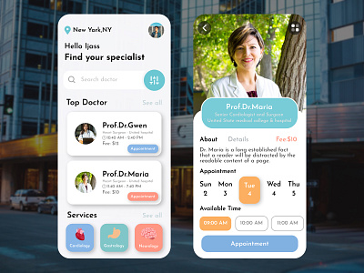 Doctor Appointment Mobile UI Design 3d animation branding design designer dribbble figma google graphic design illustration logo mobile ui design mobile uiux design motion graphics ui vector youtube