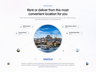 Some details ✨ cities city design hover effect landing page light section popular prototype rent a car section ui web web design web site