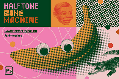 Halftone Zine Machine action branding design download effect elements free free download graphic design illustration pattern
