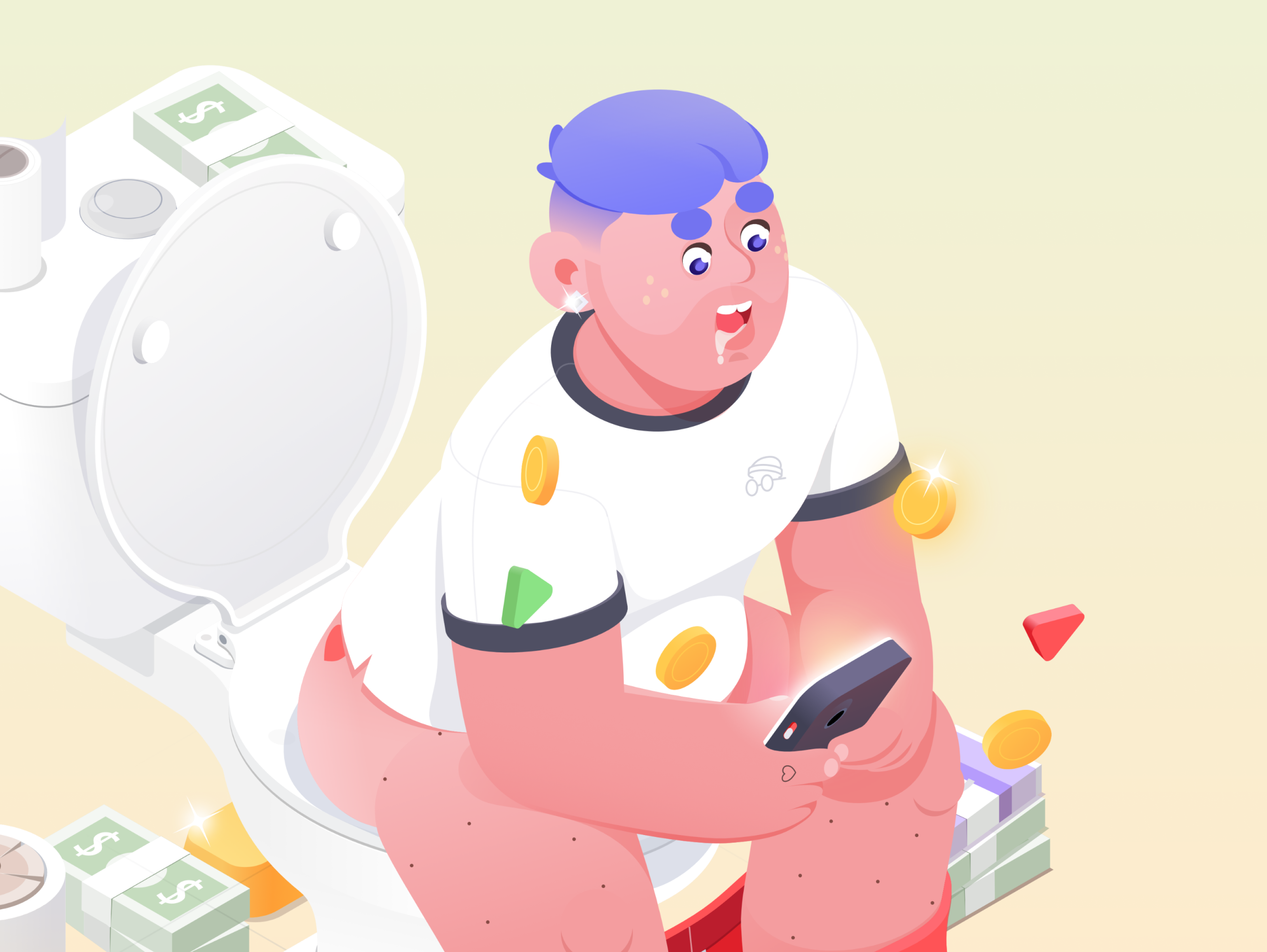 NFT Happens affinity app blockchain character design illustration isometric nft rboy rocketboy swipe toilet