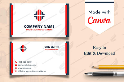 Black & Red Business Card Template | Canva Business Card abstract attractive black branding business card corporate design graphic design logo minimal modern red template visting card