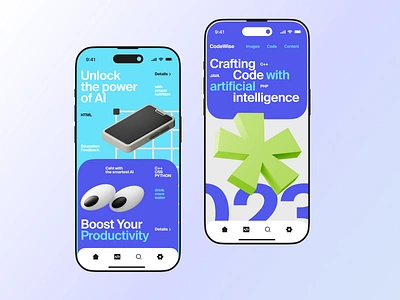 CodeWise - Mobile App Concept 3d app coding developer inspiration interface ios it learn mobile php productivity programmer ui ux