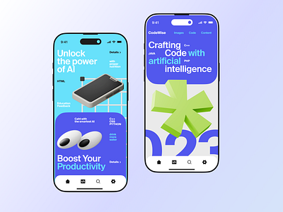 CodeWise - Mobile App Concept 3d app coding developer inspiration interface ios it learn mobile php productivity programmer ui ux