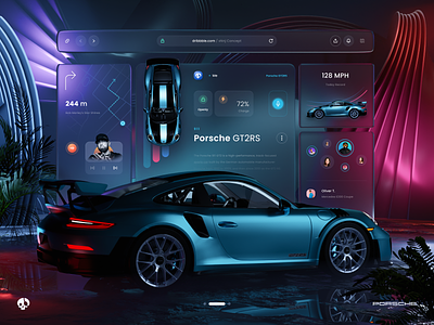 Porsche Car Dashboard UI 3d app application car community dark dashboard design future interface onboarding porsche presentation ui user interface ux web