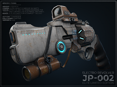 Electro Revolver 3d 3d art 3d modeling b3d blender blender3d digital 3d digital art electro futuristic game art game ready gun hard surface low poly props render revolver technologies weapon