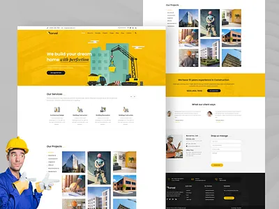 Borvel - Construction Building Company Web Design architecture builder building business clean company construction contractor corporate design graphic design illustration industry logo painter plumber real estate ui ux virtual construction