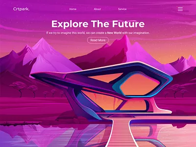 Landing page illustration for future world adobe illustrator adventure branding cartoon concept art cyberpunk digital illustration drawing futuristic graphic design illustration illustrations landing page landing page design scifi theme ui uiux vector vector art