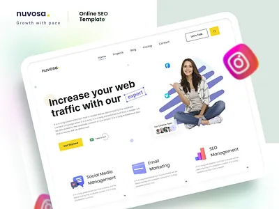 Nuvosa | SEO Website animation design design studio figma landing page modern website design seo seo agency seo design trending design ui ui design ux ux design website
