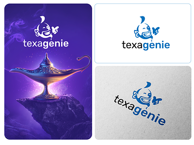 TexaGenie Logo branding cartoon genie logo logo design logo mark magic lamp mascot minimal negative space pictorial redesign