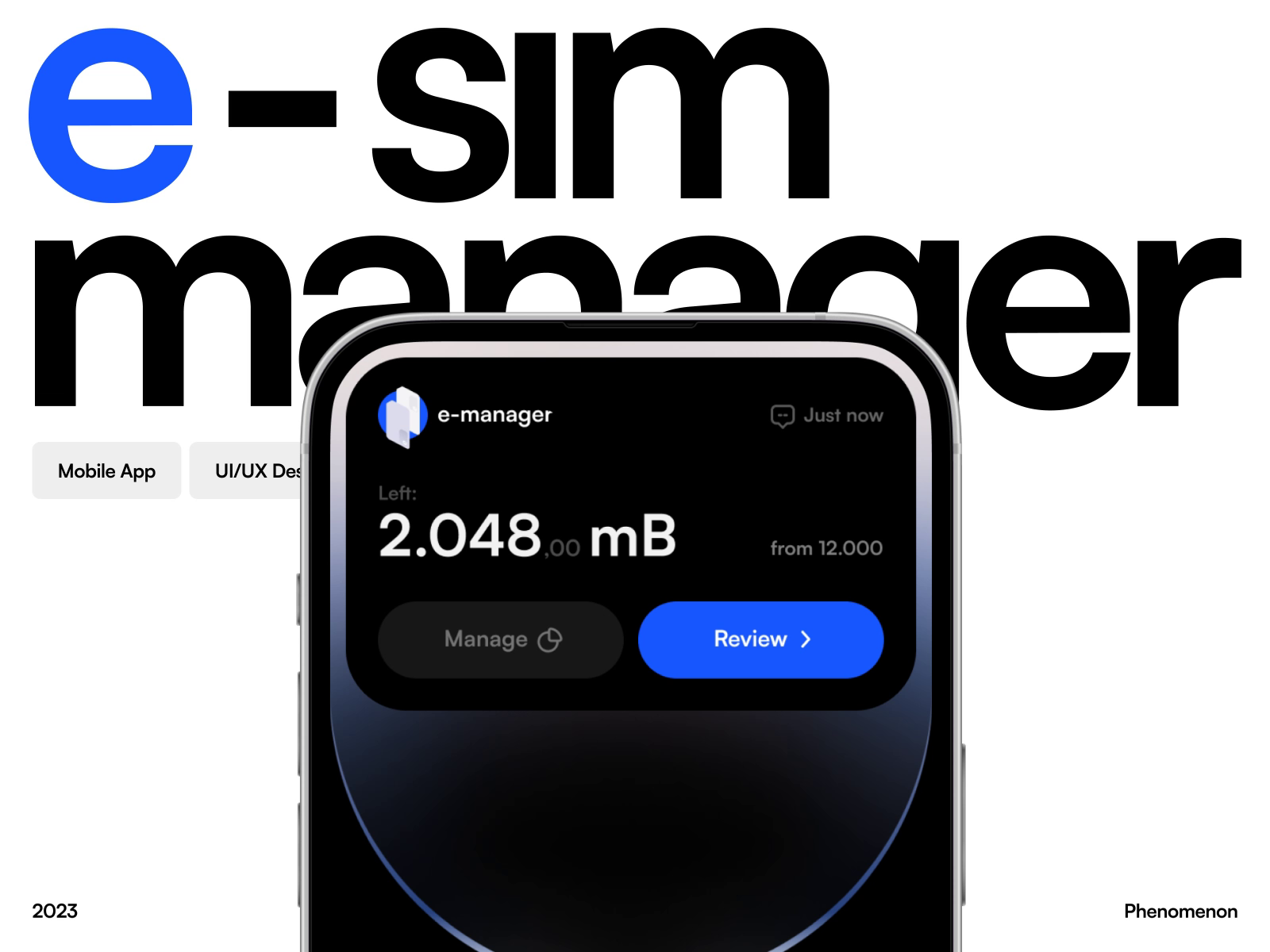 Emanager ESim Card Management Mobile App Design by Phenomenon