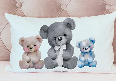 Cute Teddy Bear Design For Pillows graphic design illustration pillow teddy bear