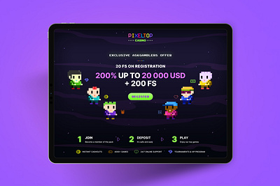 Pixel Top online–casino casino gamedev graphic design illustration landing mainpage ui ux