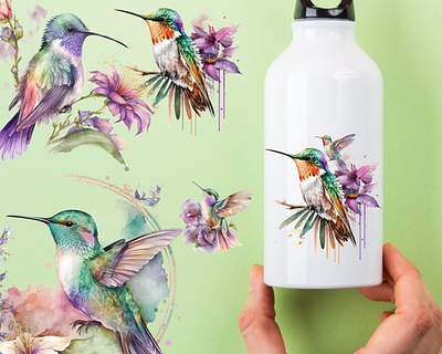 Amazing Hummingbird Watercolor Design graphic design hummingbird watercolor