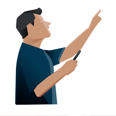 Man standing with phone while pointing at something character design design graphic design man person shadows