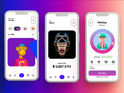 Nft minting app app bitcoin brand branding crypto design figma illustration landing page logo nft ui uiux uiuxdesign vector