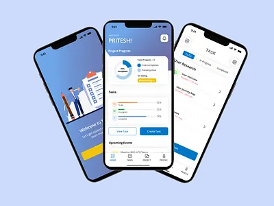 Task management UI screens dashbaord illustrations onboarding project task taskmanagement team ui