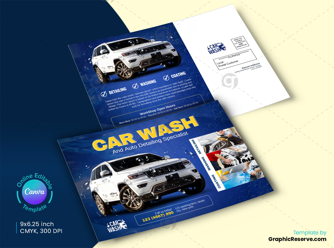White Water Car Wash EDDM Card Layout Model by Graphic Reserve on Dribbble
