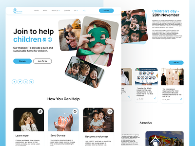 Landing page for children's charities activism charity cleandesign donat dribbble help landing page minimalism organization socialgood startup ui ux volonteering webdesign