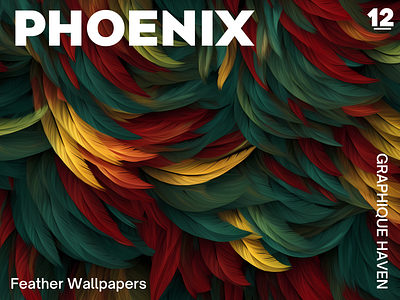 Emerald Phoenix Feathered Repeatable Wallpaper contrast design graphic design illustration