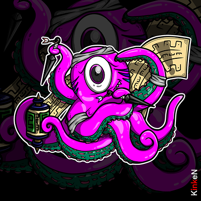 Octo Dart character graphic design illustration logo procreate