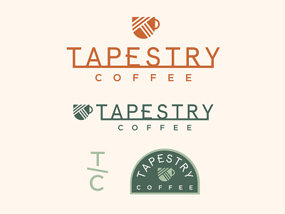 Tapestry Coffee Logo Suite badge branding coffee coffee brand coffee cart coffee logo coffee trailer coffee truck coffee van events icon indiana indianapolis logo mobile coffee quilting tapestry weave weaving