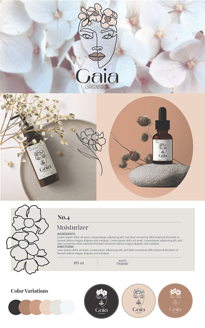 Rebrand ideas for Gaia Organics branding illustration logo