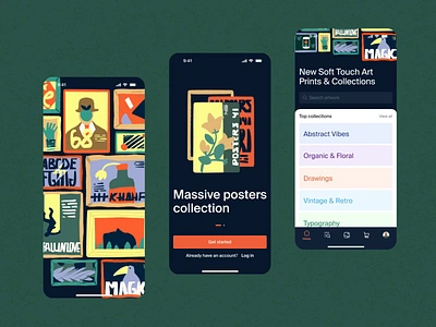 Poster Store App Design animation app app design art branding design digital art ecommerce graphic design interface mobile mobile application mobile design motion graphics onboarding posters ui user experience user interface ux