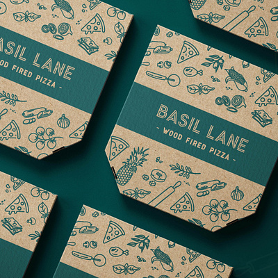 BASIL LANE | BRAND IDENTITY brand identity branding graphic design identity design illustration logo packaging design pizza typography vector