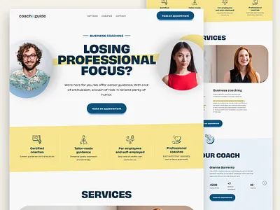 Business coaching - landing page - bright - cont branding business coach career guide graphic design hopeful landing page ui ux web web design webdesign website website design