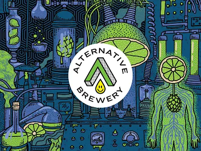 Lime Alive beer beer logo beerlabel brewey craft beer design frankenstein fruit beer graphic design illustration lab laboratory lemon lime