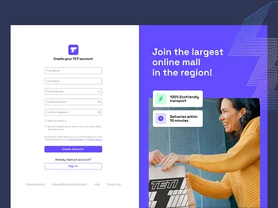TETI Mall - Sign Up Page create account log in sign up ui uiux webdesign website