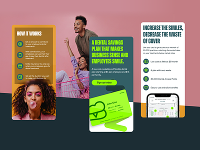 Product landing page | Dental loyalty app card clean colorful dark dental design ecommerce landing layout list view loyalty mobile navigation pricing product landing typography ui user interface website