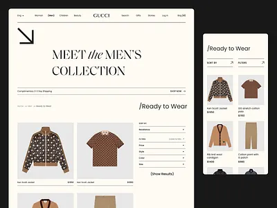 (Archive) Gucci Online Store Redesign aesthetics cart catalog checkout design e commers graphic design gucci inspiration landing minimalist minimalistic online store shopping cart store ui uxui wear web web design