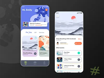 Coaching & CBT App app cbt coaching design designs education exercise illustration meditation mobile app mobile app design ui uidesign uidesigns uiux ux uxdesigns