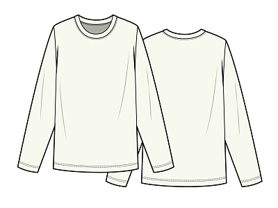 Long Sleeve T-shirt Technical Drawing by Adobe Illustrator. long sleeve t shirt mockup t shirt t shirt vector