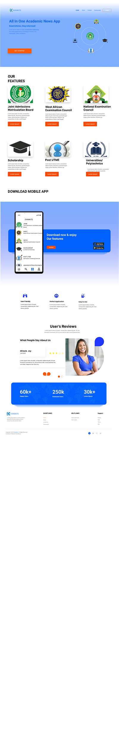 Examkits resonsive web app graphic design logo ui